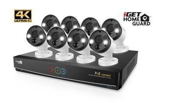 iGET HOMEGUARD HGNVK164908 - Ultra HD 4K systém s PoE napájaním, 16-kanálové NVR + 8x HGNVK936CAM 4K kamera