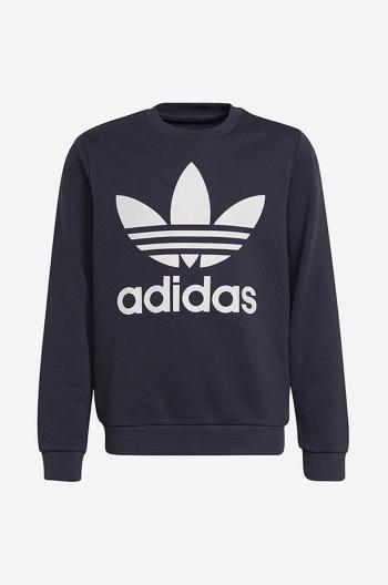 Detská mikina adidas Originals TREFOIL CREW tmavomodrá farba, s potlačou