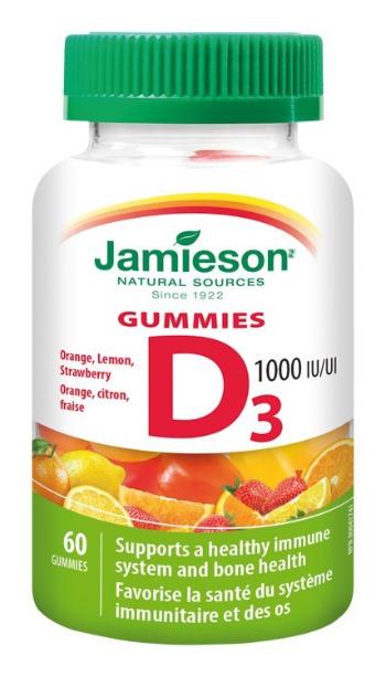 Jamieson Vitamín D3 1000 IU na imunitu 60 želatínové pastilky