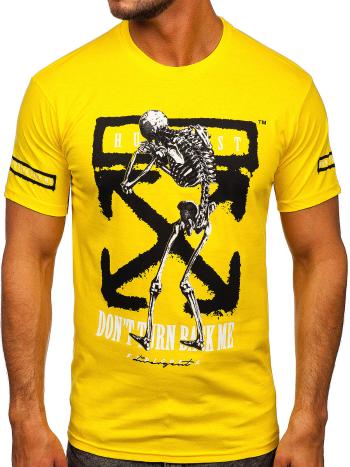 Žlté pánske tričko s potlačou Bolf 14485