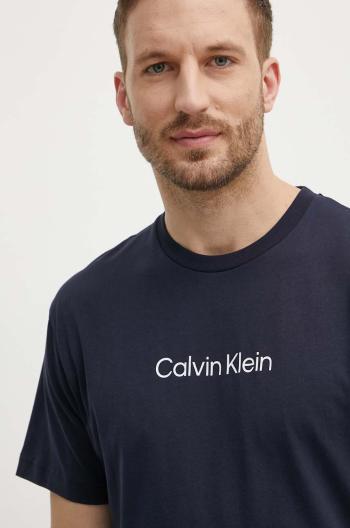 Bavlnené tričko Calvin Klein pánske, tmavomodrá farba, vzorované