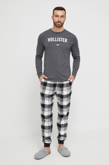 Pyžamo Hollister Co. pánska, šedá farba, vzorovaná