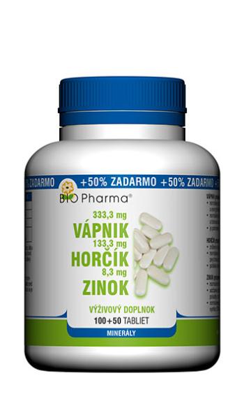 Bio Pharma Vápnik Horčík Zinok 100+50 tabliet 150 tabliet