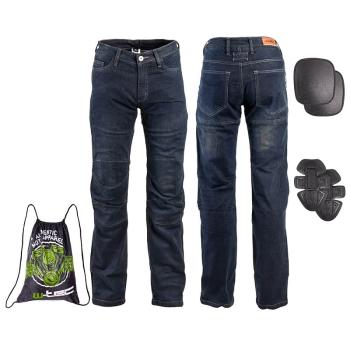 Pánske moto jeansy W-TEC Pawted s nepremokavou membránou Farba tmavo modrá, Veľkosť 3XL