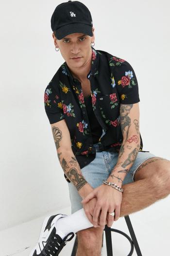 Košeľa Hollister Co. pánska, čierna farba, regular, s golierom button-down