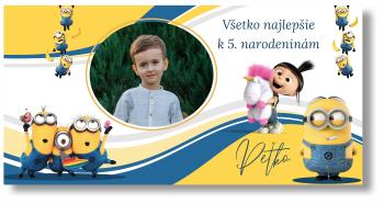 Narodeninový banner s fotkou - Mimoni Rozmer banner: 130 x 260 cm