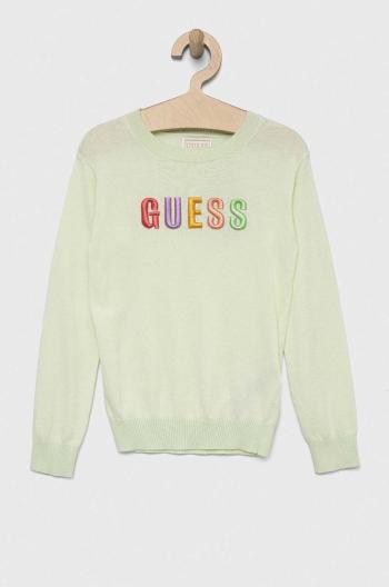 Detský sveter Guess zelená farba, tenký