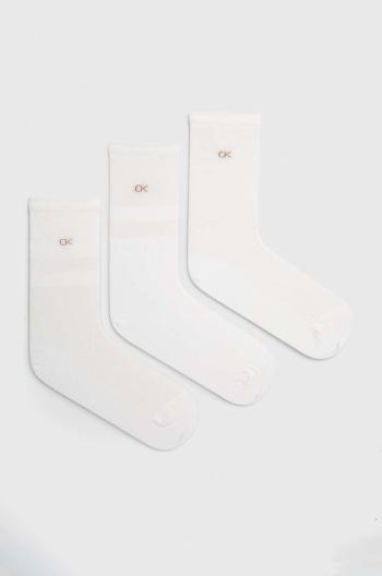 Ponožky Calvin Klein 3-pak dámske, biela farba