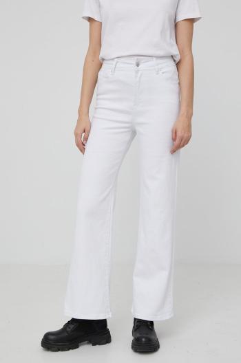 Nohavice Answear Lab dámske, biela farba, vysoký pás