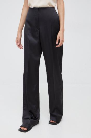 Nohavice Calvin Klein dámske, čierna farba, zvony, vysoký pás
