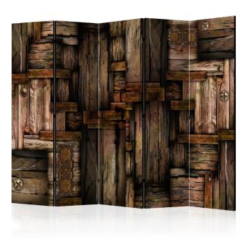 Paraván Wooden puzzle Dekorhome 225x172 cm (5-dielny)