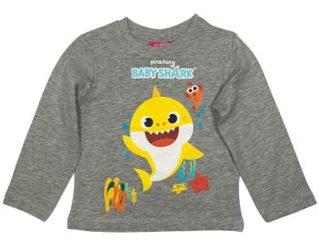 EPlus Chlapčenské tričko s dlhým rukávom - Baby Shark sivé Veľkosť - deti: 92