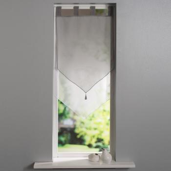 Blancheporte Dvojitá vitrážová záclonka do špičky zakončená pútkami sivá /biela 60x90cm