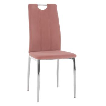 Jedálenská stolička, ružová Velvet látka/chróm, OLIVA NEW P2, poškodený tovar