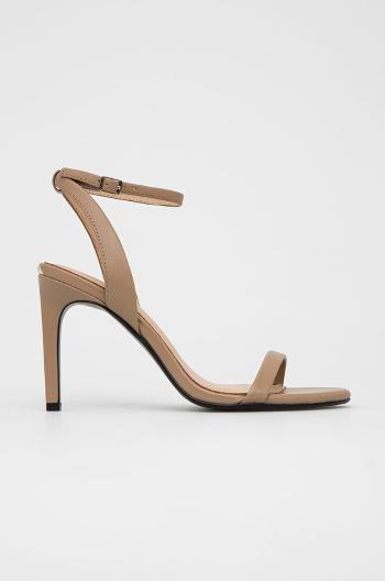 Kožené sandále Calvin Klein Essentia béžová farba