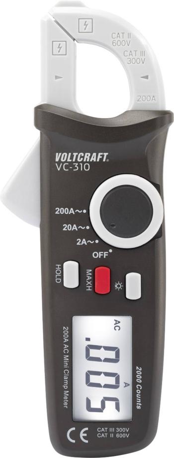 VOLTCRAFT VC-310 prúdové kliešte Kalibrované podľa (ISO) digitálne/y  CAT II 600 V, CAT III 300 V Displej (counts): 2000