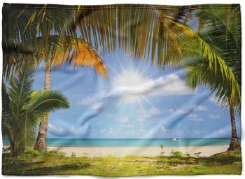 Deka Palmy na pláži  (Rozmer: 200 x 140 cm, Podšitie baránkom: NE)