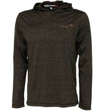 Savage gear mikina fighter stretch hoodie burnt olive melange - xl