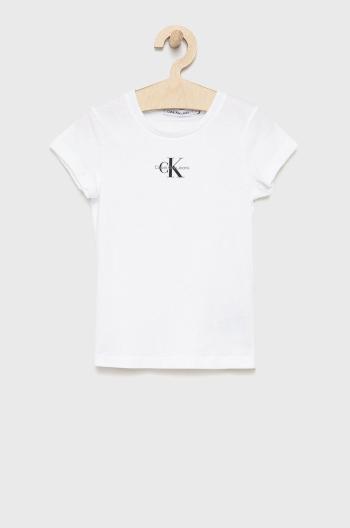 Detské bavlnené tričko Calvin Klein Jeans biela farba,