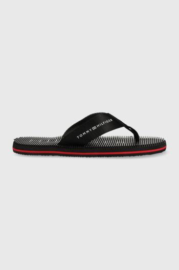 Žabky Tommy Hilfiger MASSAGE FOOTBED BEACH SANDAL pánske, čierna farba, FM0FM04474