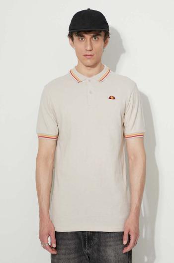 Bavlnené polo tričko Ellesse SHR18077-WHITE, béžová farba, jednofarebné