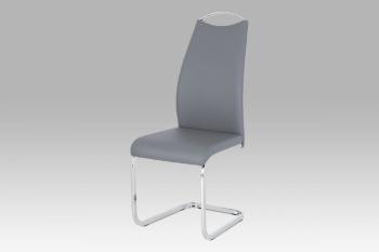 AUTRONIC HC-981 GREY jedálenská stolička, koženka sivá, chróm