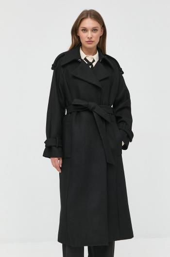 Kabát s prímesou kašmíru Ivy Oak čierna farba, prechodný, dvojradový