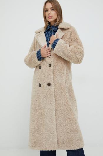 Kabát Marella dámsky, béžová farba, prechodný, dvojradový