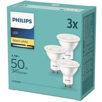 Philips LED 4,7 – 50W, GU10 2700 K, 3 ks (929001250494)