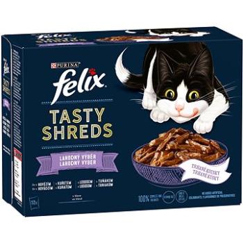 Felix Tasty Shreds s lososom a tuniakom v šťave 4× 80 g (7613038644073)