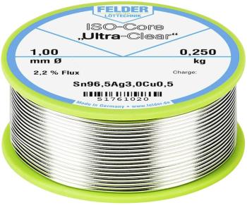 Felder Löttechnik ISO-Core "Ultra Clear" SAC305 spájkovací cín cievka Sn96,5Ag3Cu0,5 0.250 kg 1 mm