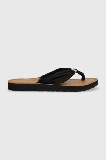 Žabky Tommy Hilfiger TH ELEVATED BEACH SANDAL dámske, čierna farba, na plochom podpätku, FW0FW06985