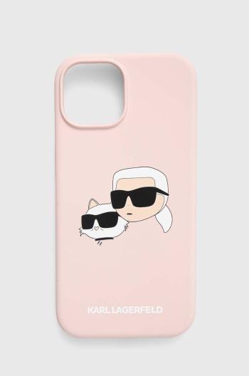 Puzdro na mobil Karl Lagerfeld iPhone 15 / 14 / 13 6.1 ružová farba, KLHMP15SSKCHPPLP