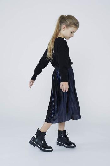 Dievčenská sukňa Karl Lagerfeld tmavomodrá farba, midi, áčkový strih