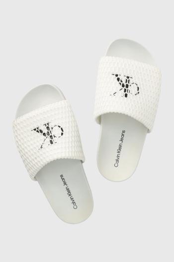 Šľapky Calvin Klein Jeans COMFORT SANDAL OVERSIZED MESH dámske, biela farba, YW0YW00973