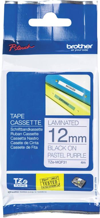 šablóna popisovacie pásky  Brother TZe, TZ TZe-MQF31  Farba pásky: pastelová fialová Farba písma:čierna 12 mm 4 m