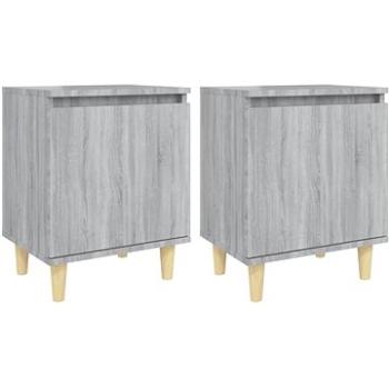 SHUMEE Nočné stolíky masívne drevené nohy 2 ks sivé sonoma 40 × 30 × 50 cm, 813113