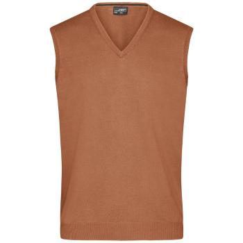 James & Nicholson Pánsky sveter bez rukávov JN657 - Camel | M