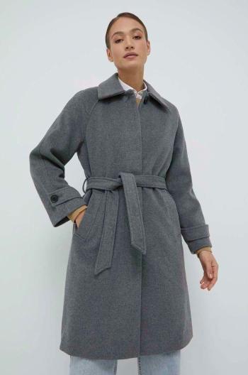 Kabát s prímesou vlny Vero Moda šedá farba, prechodný,