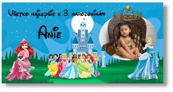 Narodeninový banner s fotkou - Disney Princess Rozmer banner: 130 x 65 cm