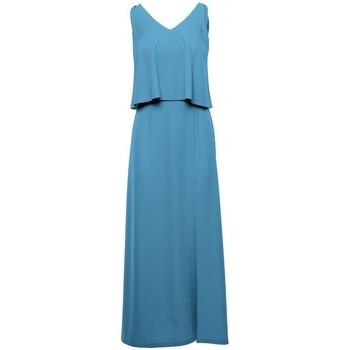 Makover  Šaty K048 Maxi šaty s volánom - nebesky modré  viacfarebny