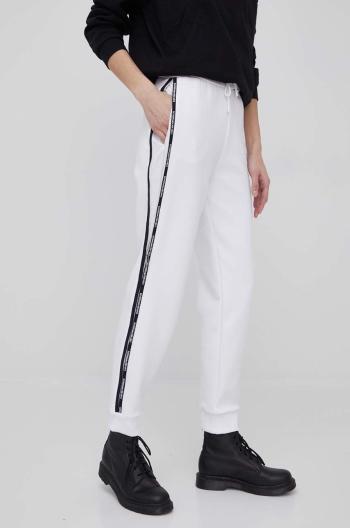 Nohavice Emporio Armani dámske, biela farba, jogger, vysoký pás