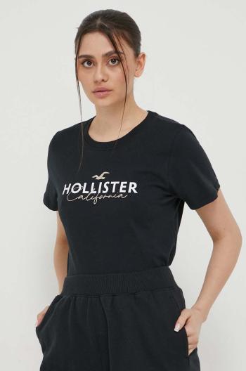 Bavlnené tričko Hollister Co. čierna farba