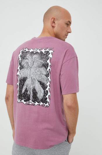 Bavlnené tričko Quiksilver ružová farba, s potlačou