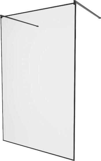 MEXEN/S - KIOTO Sprchová zástena WALK-IN voľne stojaca 110 x 200 cm, transparent/čierna vzor 8 mm, čierna 800-110-002-70-70