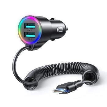 Joyroom JR-CL24 autonabíjačka 17W + USB-C kábel 1.5m, čierna (JR-CL24)