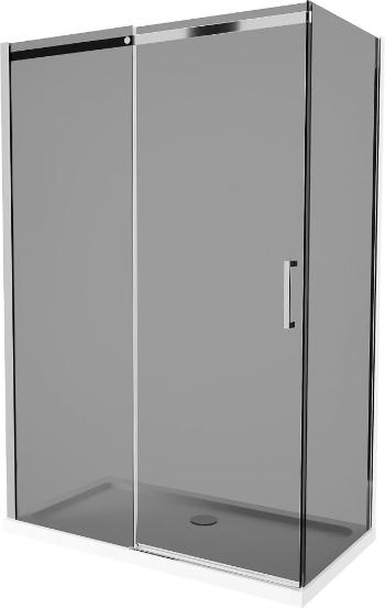 MEXEN/S - Omega sprchovací kút 140 x 80 cm, grafit, chróm + vanička vrátane sifónu 825-140-080-01-40-4010