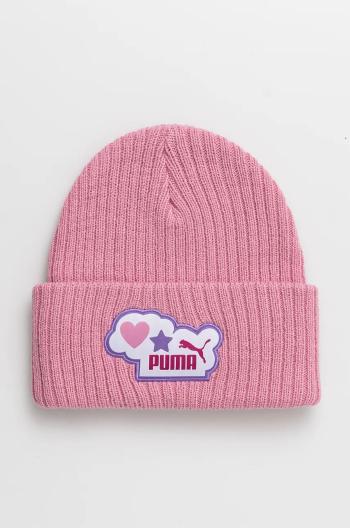 Detská čiapka Puma Comic Beanie ružová farba biela, z tenkej pleteniny, 256430