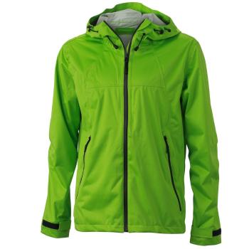 James & Nicholson Pánska softshellová bunda s kapucňou JN1098 - Jarná zelená / oceľovo šedá | M