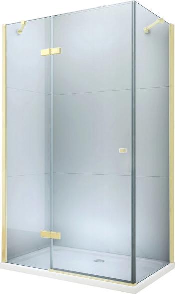 MEXEN/S - Roma sprchovací kút 90x80 cm, kyvné, číre sklo, zlatý + vanička 854-090-080-50-00-4010
